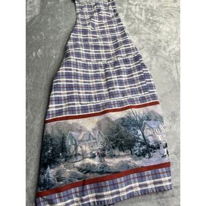 Vintage Winter Plaid Apron 100% Cotton Cottagecore Winter Scene